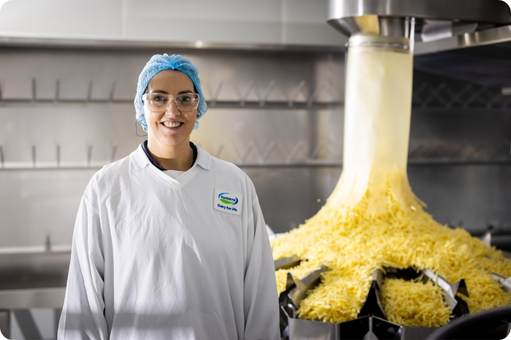 tanya processing cheese at fonterra tullamarine plant